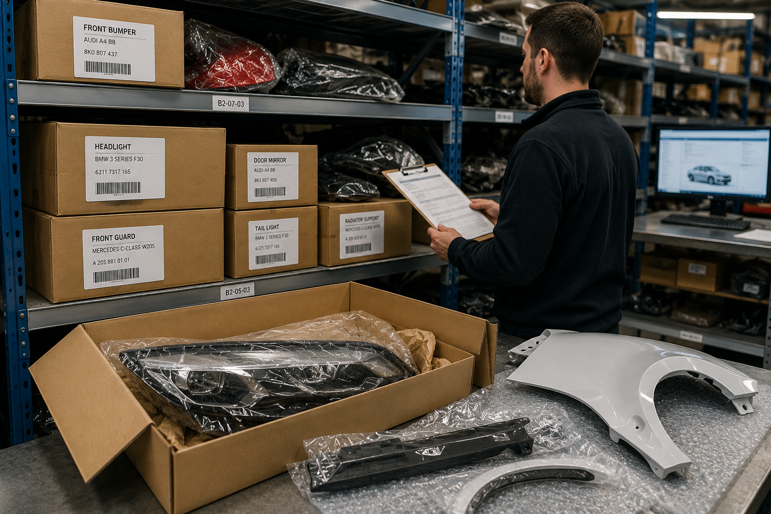Auto parts warehouse inventory check
