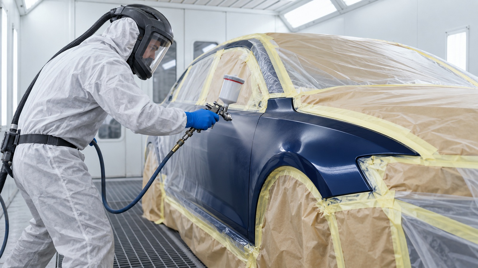 What happens during car spray painting?
